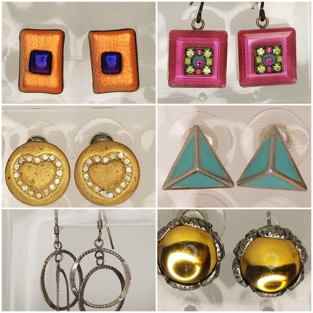 Earrings Costume Jewelry Lot Set of 6 Pairs